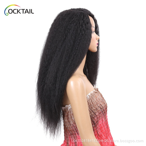 High temperature fiber yaki tangle free synthetic lace wig, kinky straight synthetic wig